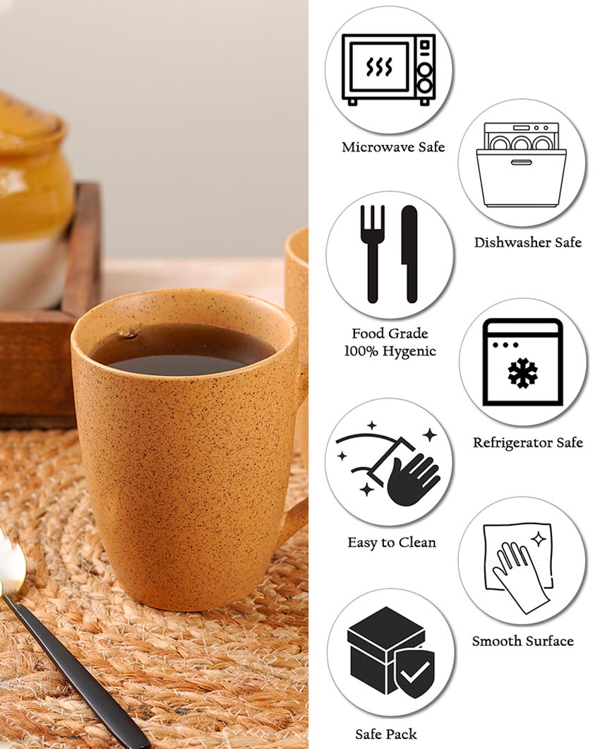 Bold Ceramic Mustard Yellow Textured Glossy Mugs | 300ml