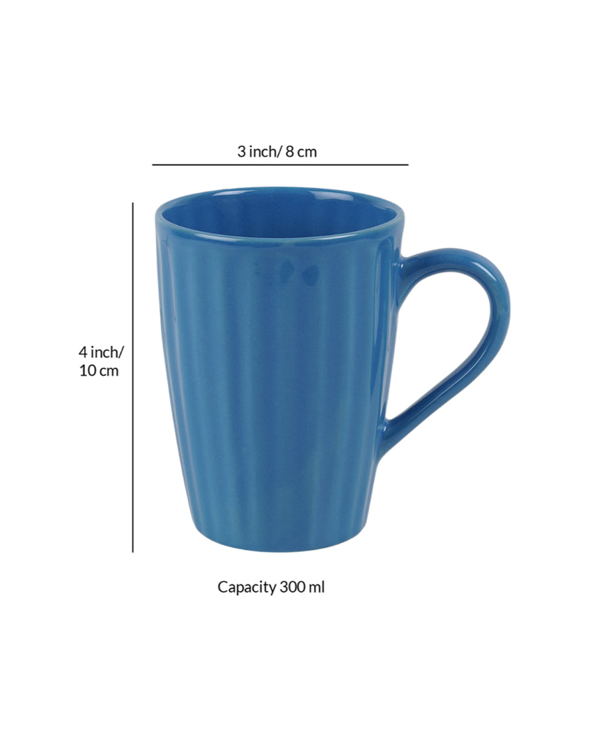 Artistic Ceramic Multi Colored Liner Designed Mugs | Set of 6 | 300ml