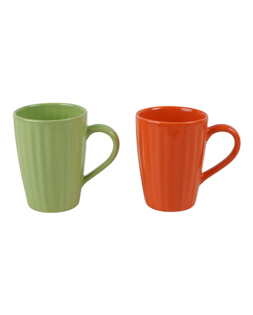 Artistic Ceramic Multi Colored Liner Designed Mugs | Set of 6 | 300ml
