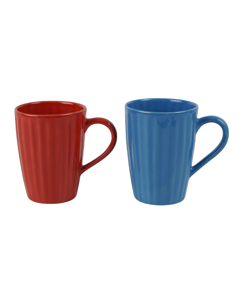 Artistic Ceramic Multi Colored Liner Designed Mugs | Set of 6 | 300ml