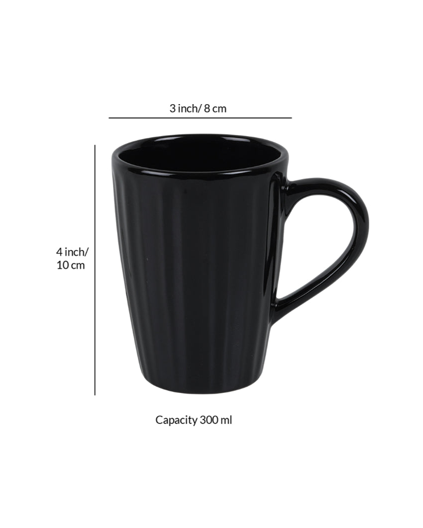 Monochrome Ceramic Liner Designed Mugs | Set of 2 | 300ml