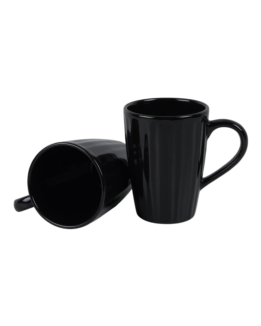 Monochrome Ceramic Liner Designed Mugs | Set of 2 | 300ml