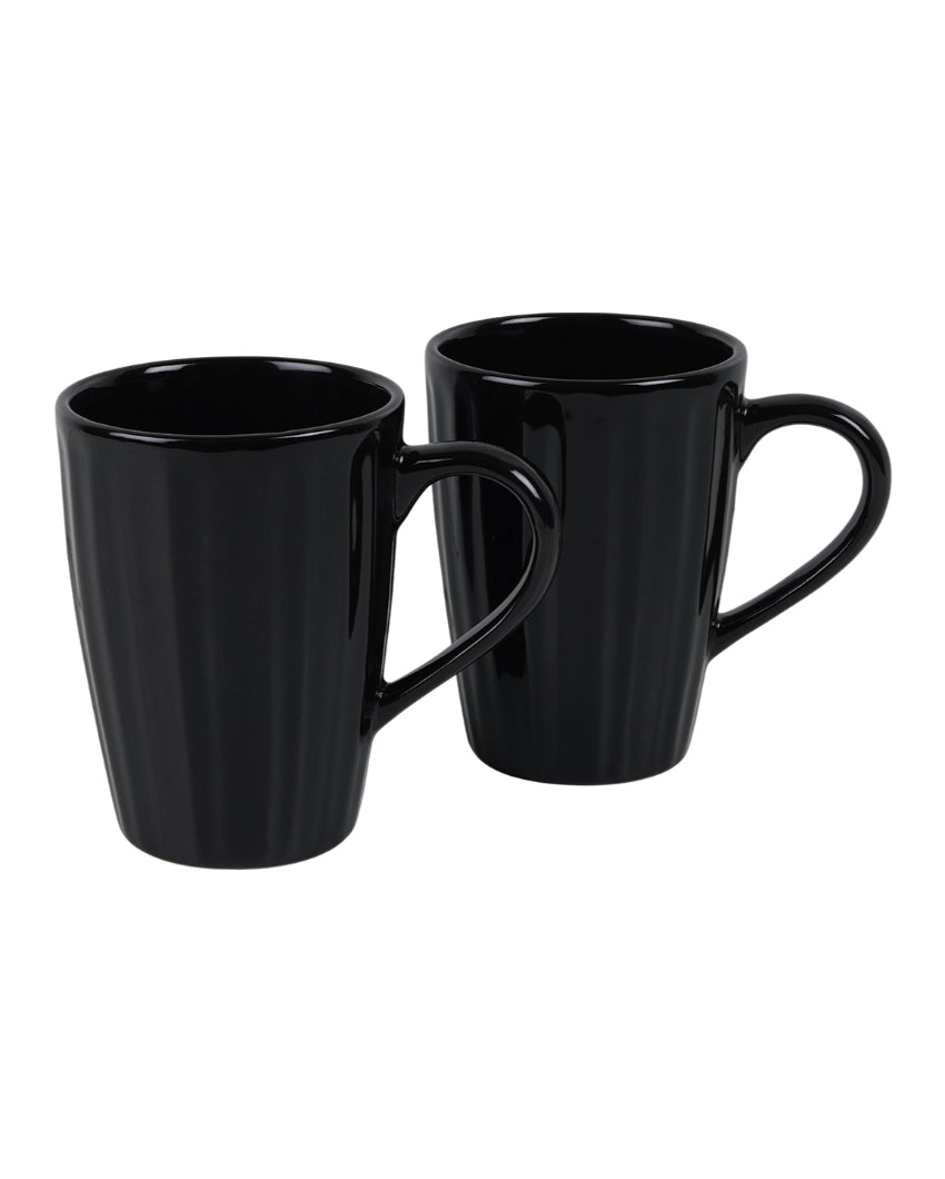 Monochrome Ceramic Liner Designed Mugs | Set of 2 | 300ml