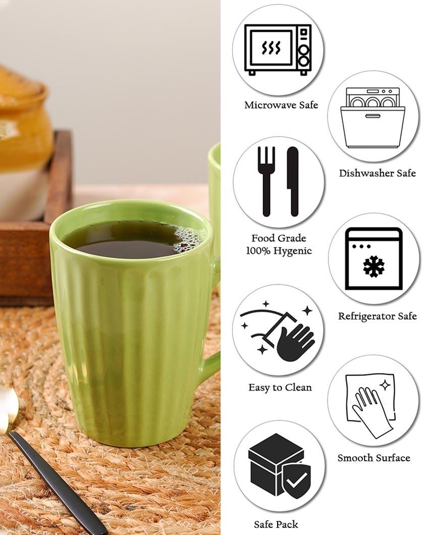 Monochrome Ceramic Liner Designed Mugs | Set of 2 | 300ml