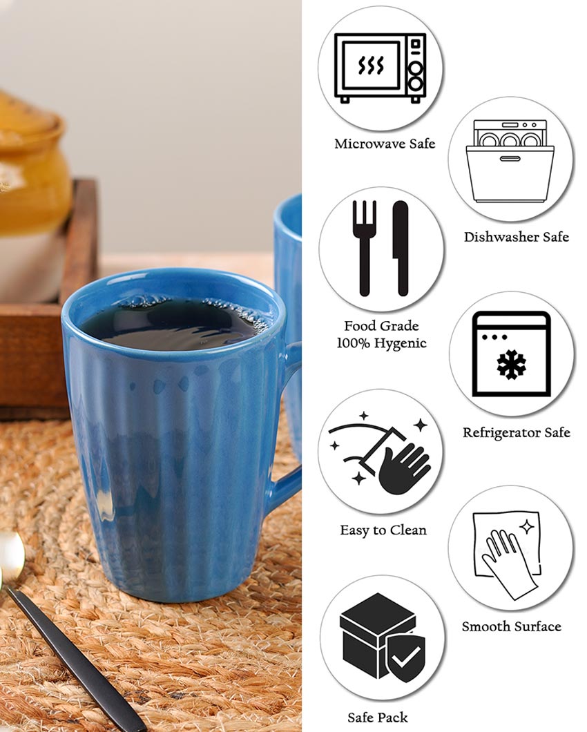 Monochrome Ceramic Liner Designed Mugs | Set of 2 | 300ml