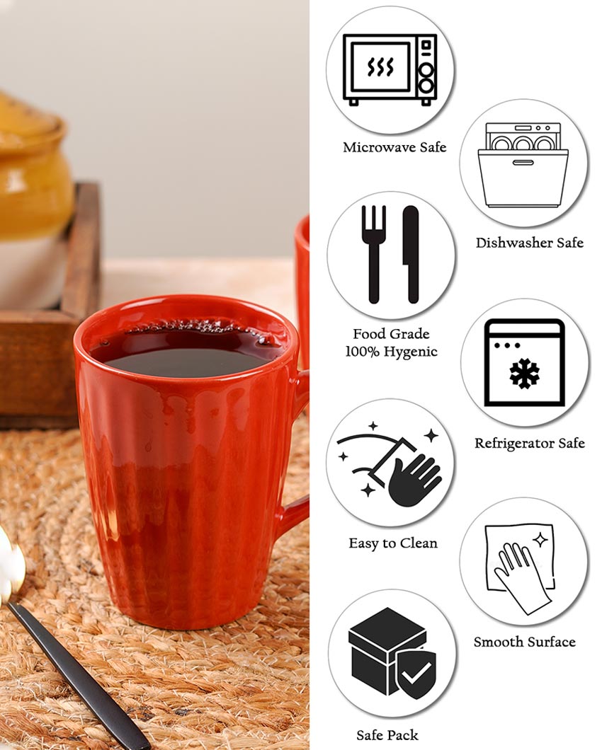 Monochrome Ceramic Liner Designed Mugs | Set of 2 | 300ml