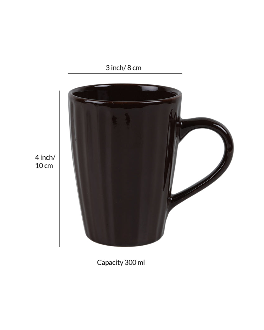 Monochrome Ceramic Liner Designed Mugs | Set of 2 | 300ml