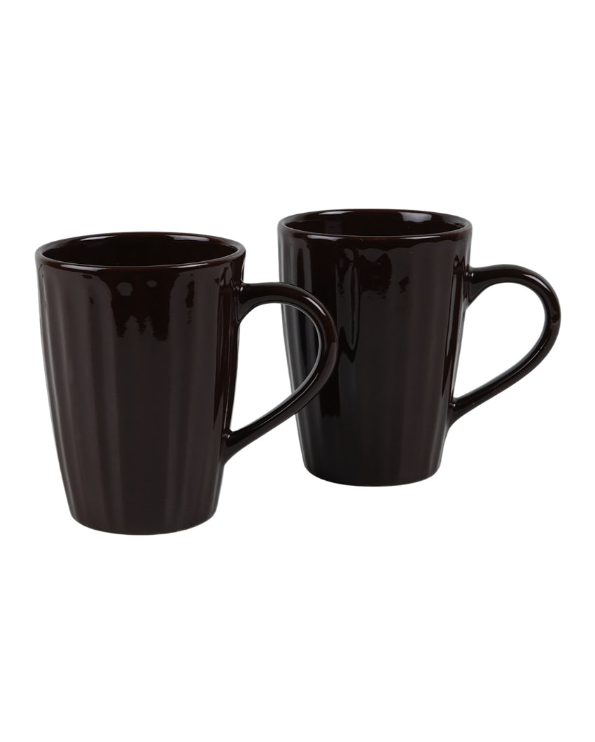 Monochrome Ceramic Liner Designed Mugs | Set of 2 | 300ml