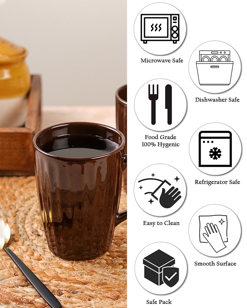 Monochrome Ceramic Liner Designed Mugs | Set of 2 | 300ml
