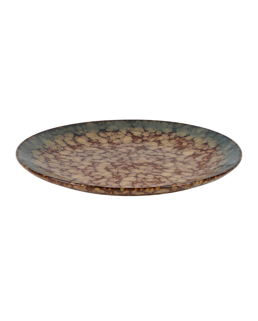 Sturdy Ceramic Brown Textured Glossy Dinner Plates | Set of 2 | 11 inches