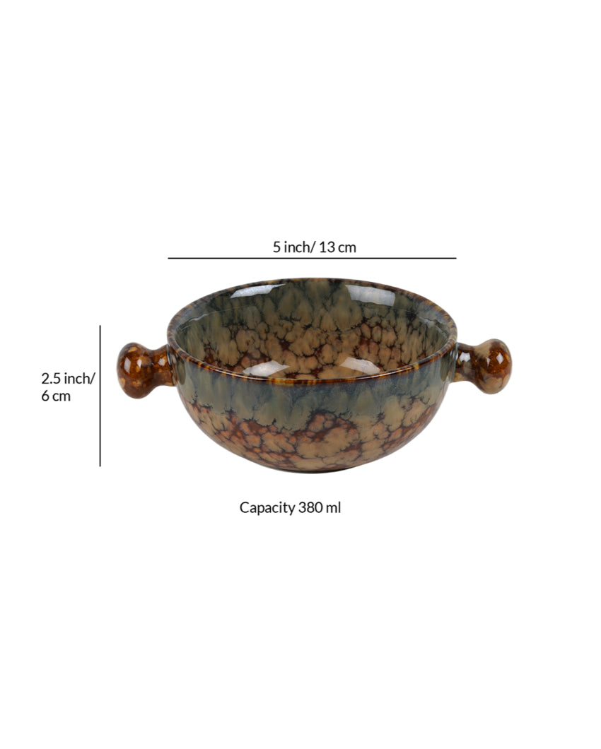 Hearty Ceramic Brown Textured Soup Bowls | Set of 6 | 380ml
