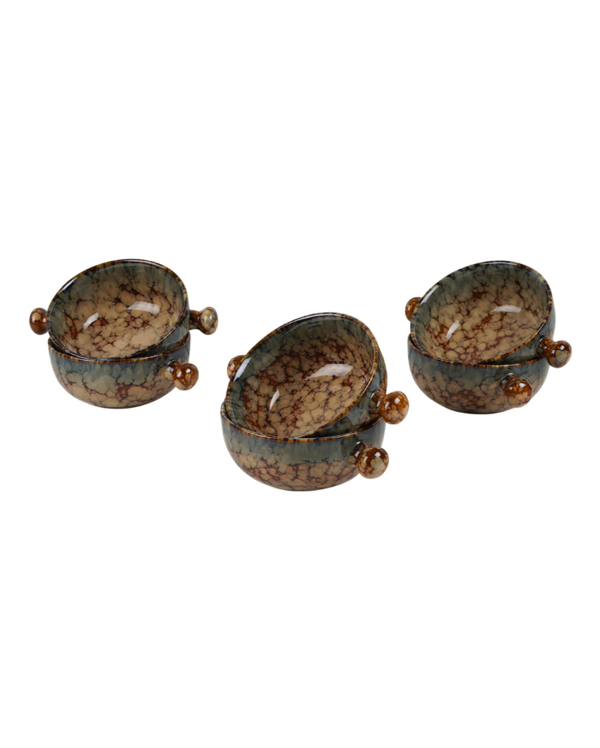 Hearty Ceramic Brown Textured Soup Bowls | Set of 6 | 380ml