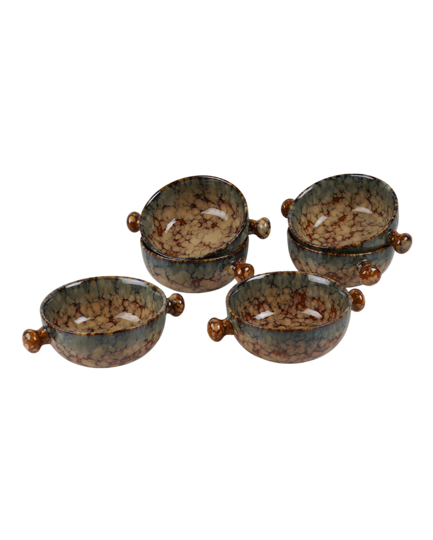 Hearty Ceramic Brown Textured Soup Bowls | Set of 6 | 380ml