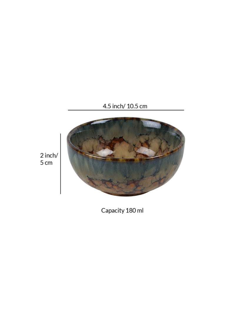 Versatile Ceramic Brown Textured Vegetable Bowls | Set of 6 | 180ml