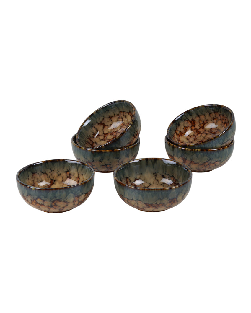 Versatile Ceramic Brown Textured Vegetable Bowls | Set of 6 | 180ml
