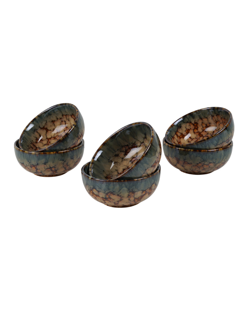 Versatile Ceramic Brown Textured Vegetable Bowls | Set of 6 | 180ml