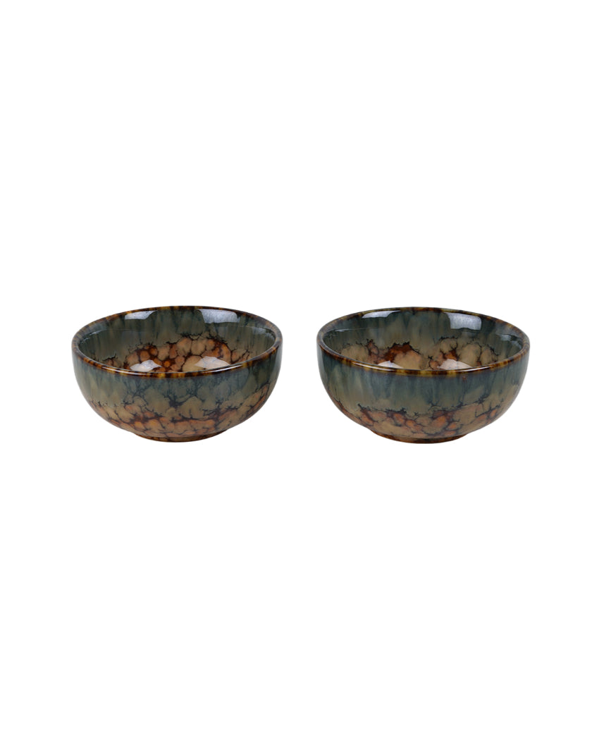 Versatile Ceramic Brown Textured Vegetable Bowls | Set of 6 | 180ml
