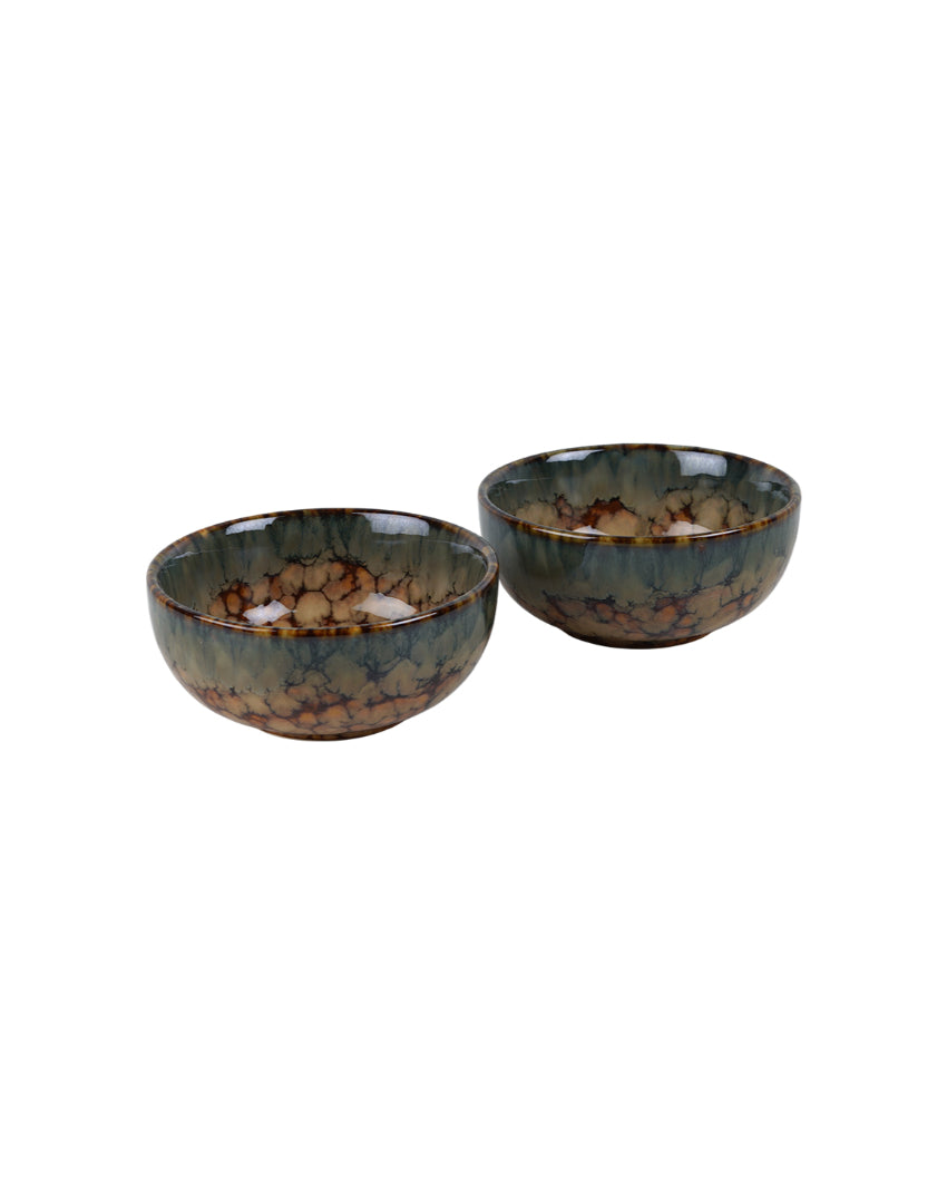 Versatile Ceramic Brown Textured Vegetable Bowls | Set of 6 | 180ml