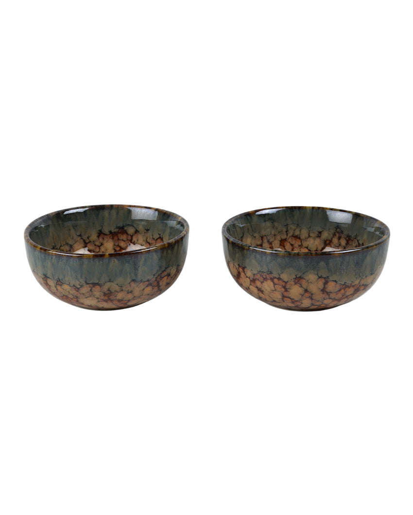 Essential Ceramic Brown Textured Serving Bowls | Set of 2