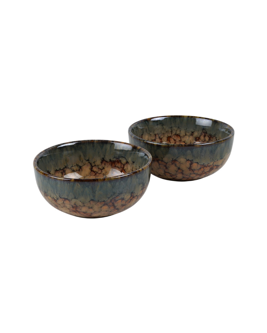 Essential Ceramic Brown Textured Serving Bowls | Set of 2