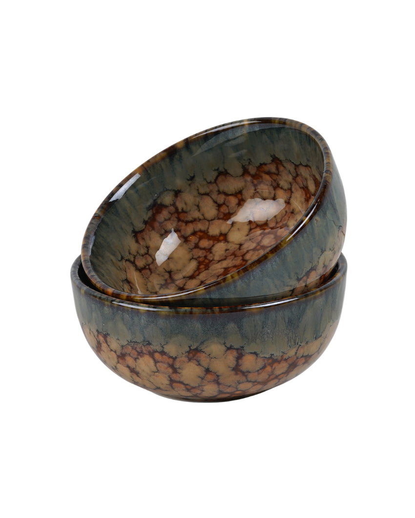 Essential Ceramic Brown Textured Serving Bowls | Set of 2