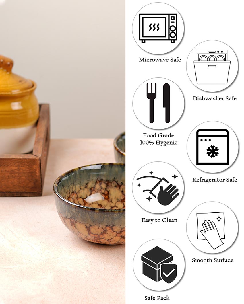 Essential Ceramic Brown Textured Serving Bowls | Set of 2