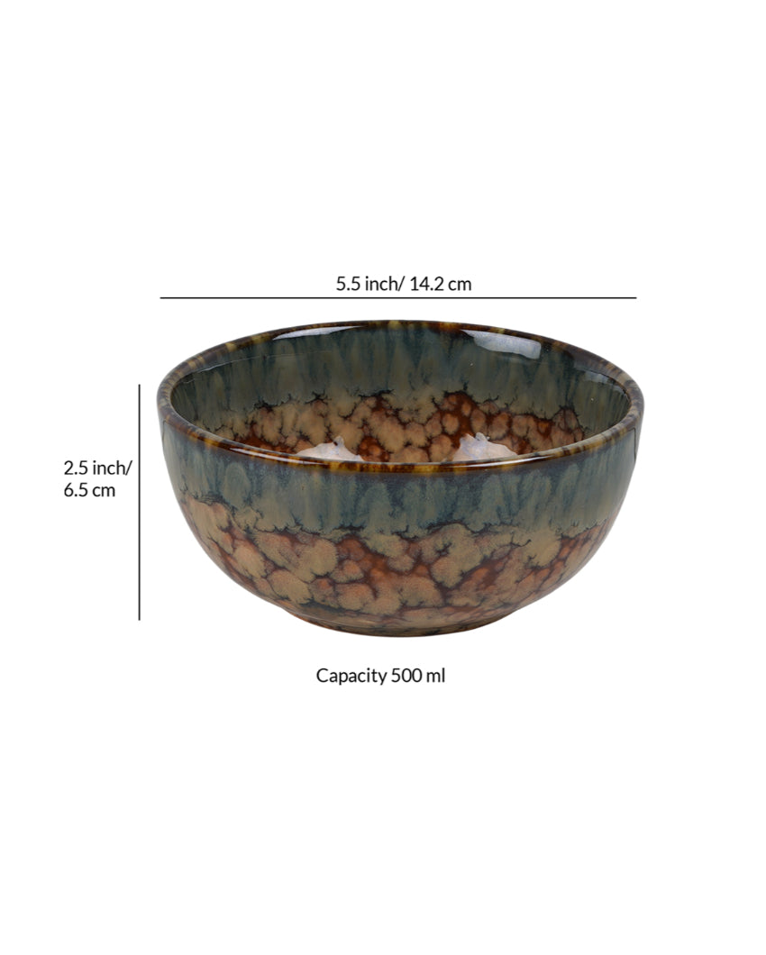 Essential Ceramic Brown Textured Serving Bowls | Set of 2