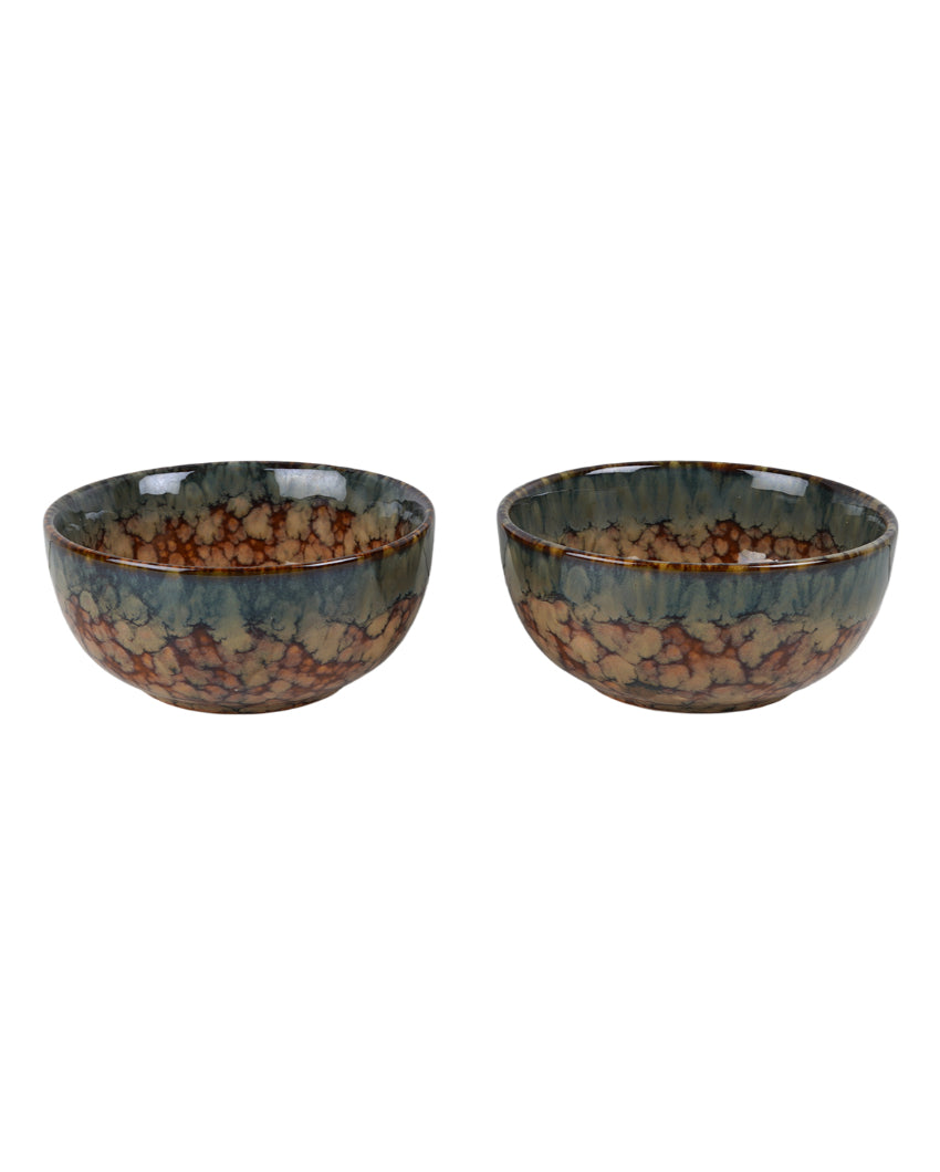 Essential Ceramic Brown Textured Serving Bowls | Set of 2
