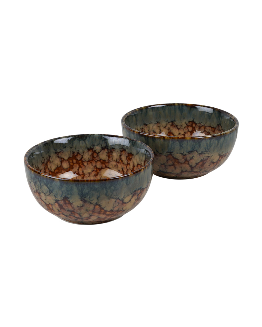 Essential Ceramic Brown Textured Serving Bowls | Set of 2