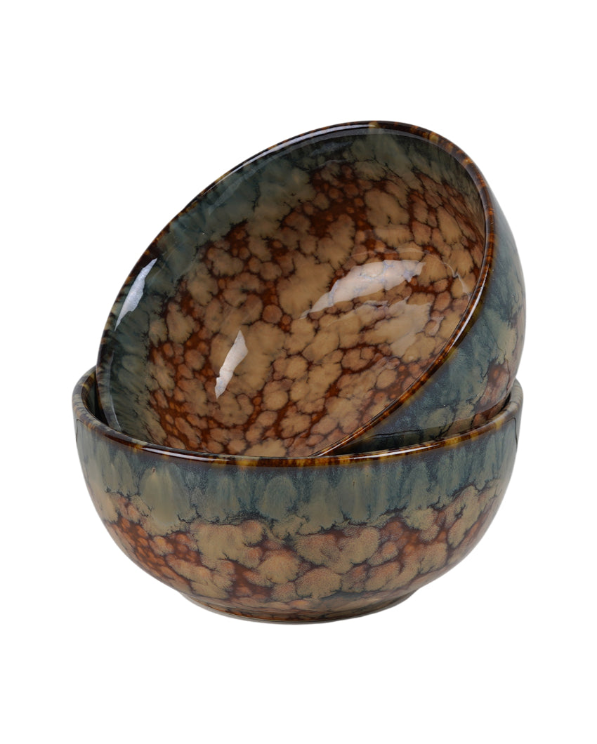 Essential Ceramic Brown Textured Serving Bowls | Set of 2