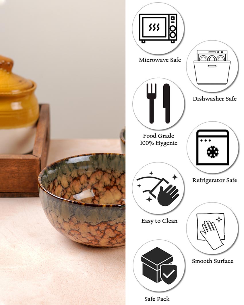 Essential Ceramic Brown Textured Serving Bowls | Set of 2