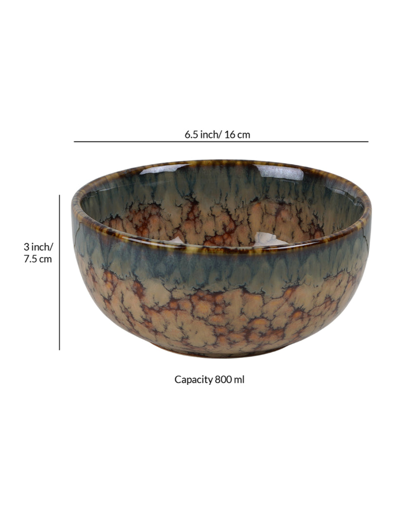 Essential Ceramic Brown Textured Serving Bowls | Set of 2
