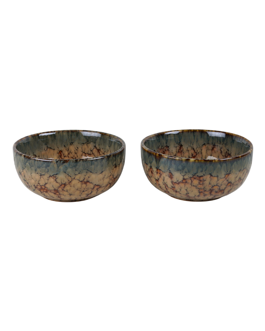 Essential Ceramic Brown Textured Serving Bowls | Set of 2
