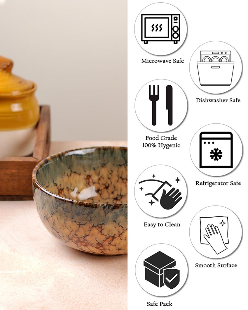 Essential Ceramic Brown Textured Serving Bowls | Set of 2