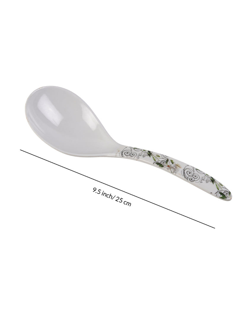 Beautiful Melamine White Green Floral Dinnerware | Pack of 34