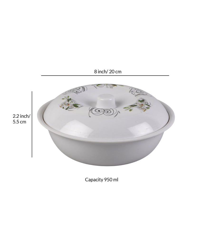 Beautiful Melamine White Green Floral Dinnerware | Pack of 34