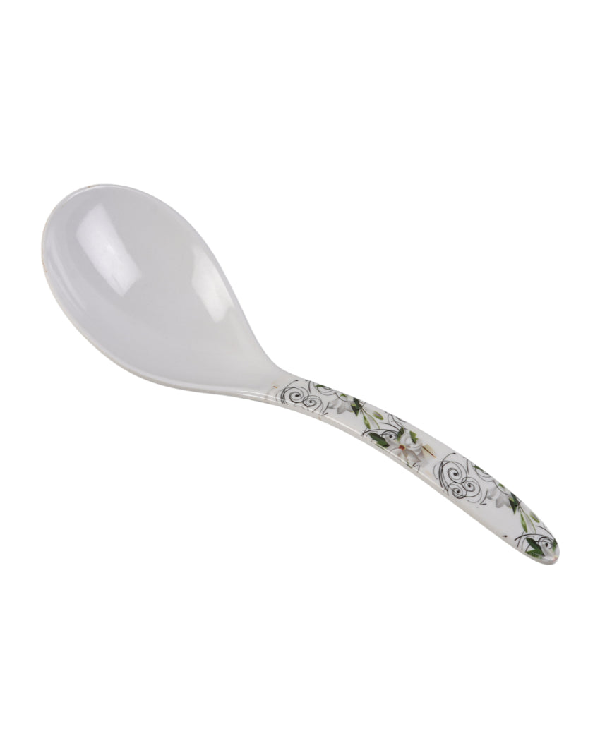 Beautiful Melamine White Green Floral Dinnerware | Pack of 34