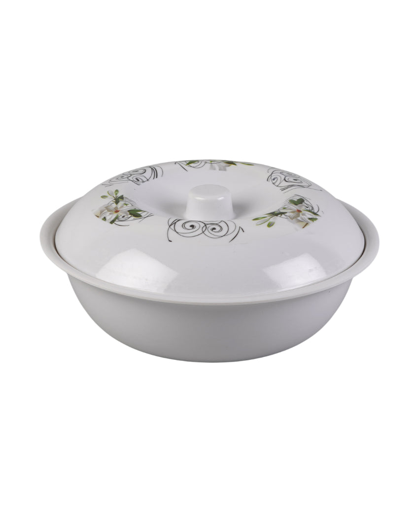 Beautiful Melamine White Green Floral Dinnerware | Pack of 34