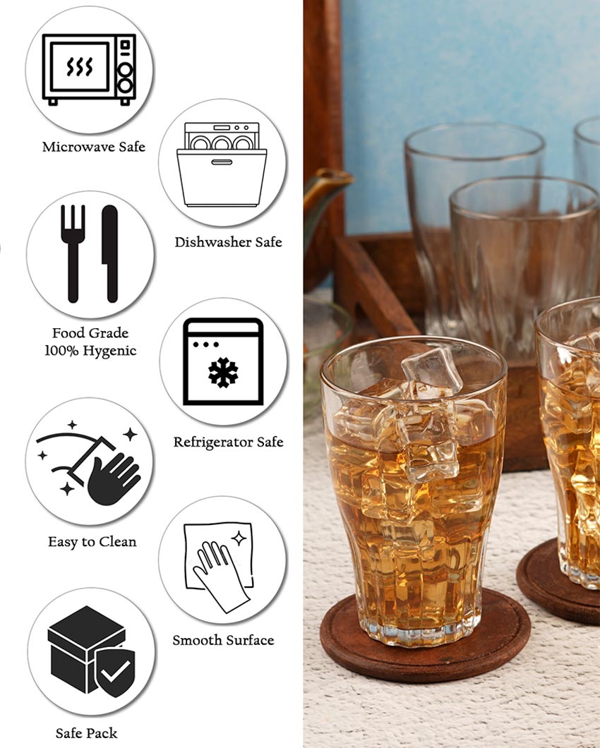 Elegant Lotus Cut Design Water Glass | 200ml | Set of 6 | 200ml