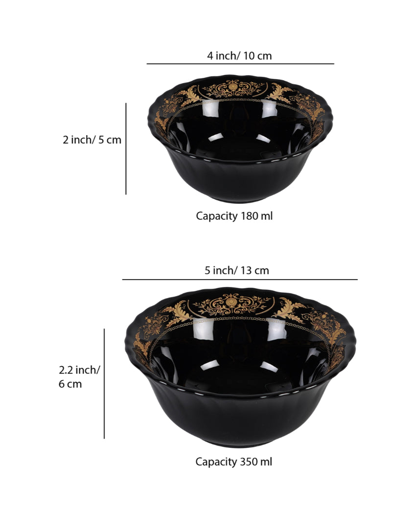 Elegant Opalware Black Glossy Printed Dinner Set