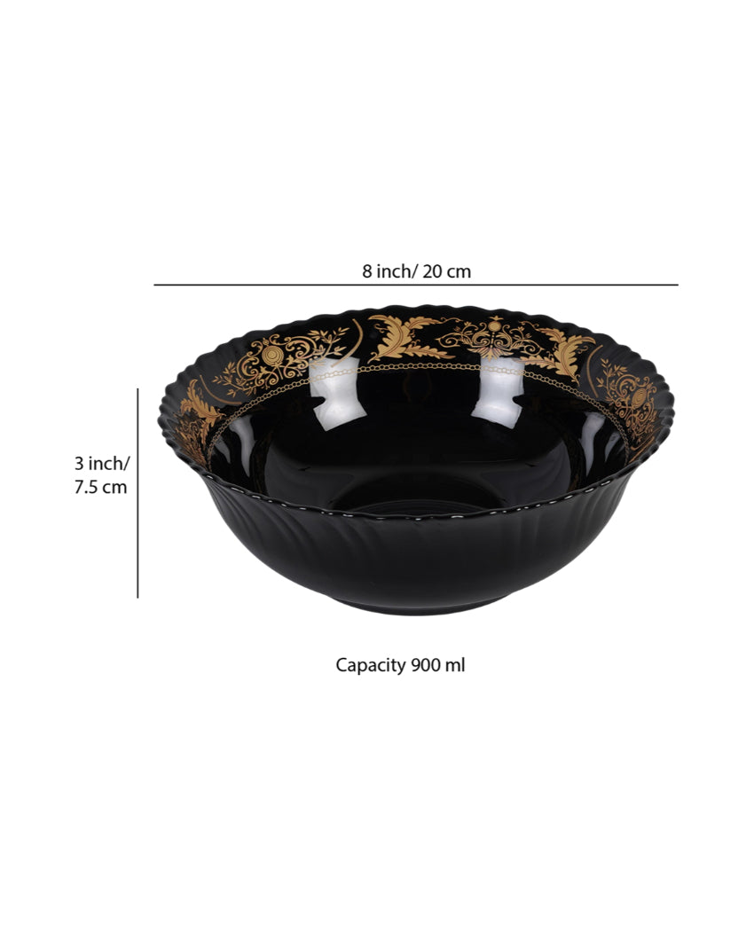 Elegant Opalware Black Glossy Printed Dinner Set