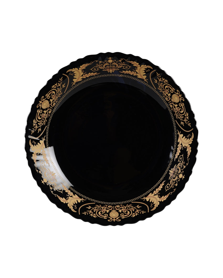 Elegant Opalware Black Glossy Printed Dinner Set