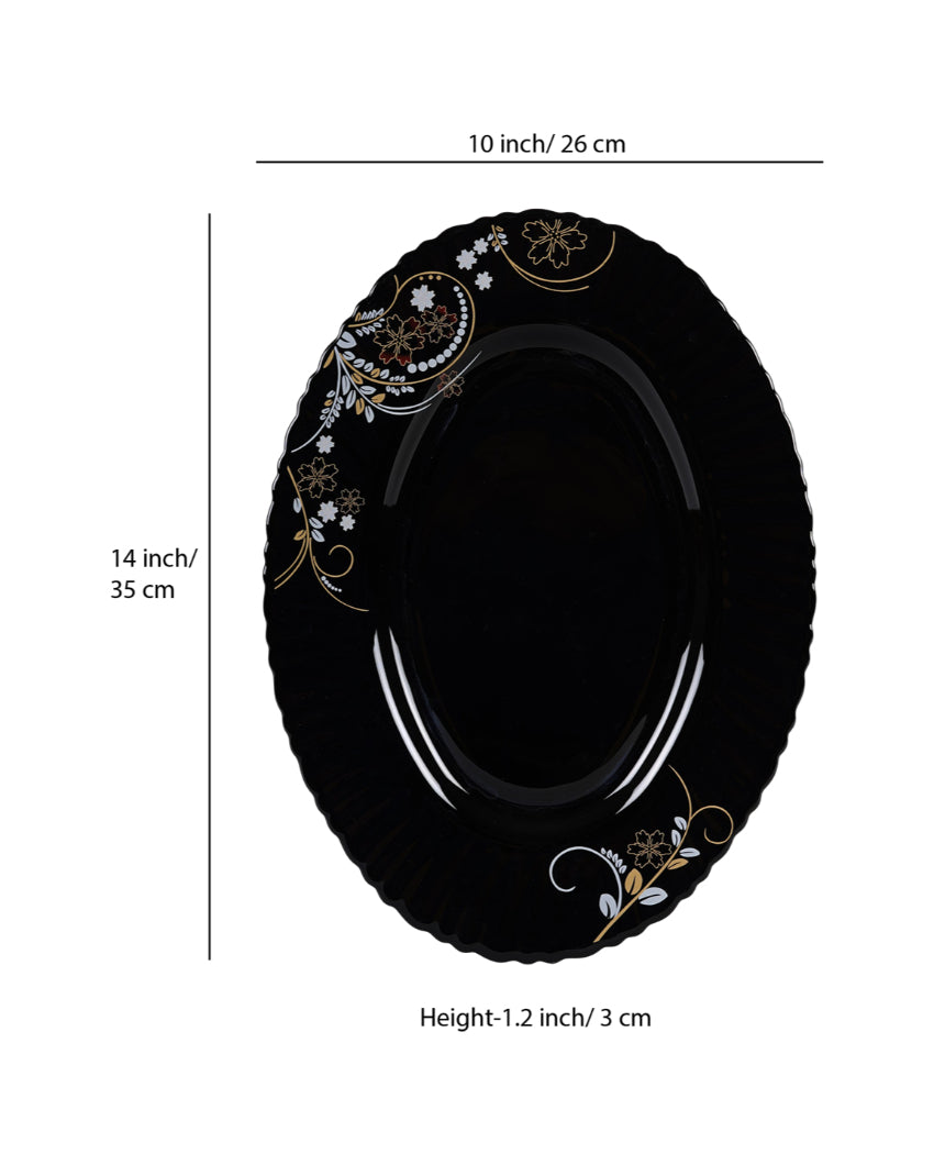 Classic Opalware Black Glossy Dinner Set | Pack of 33