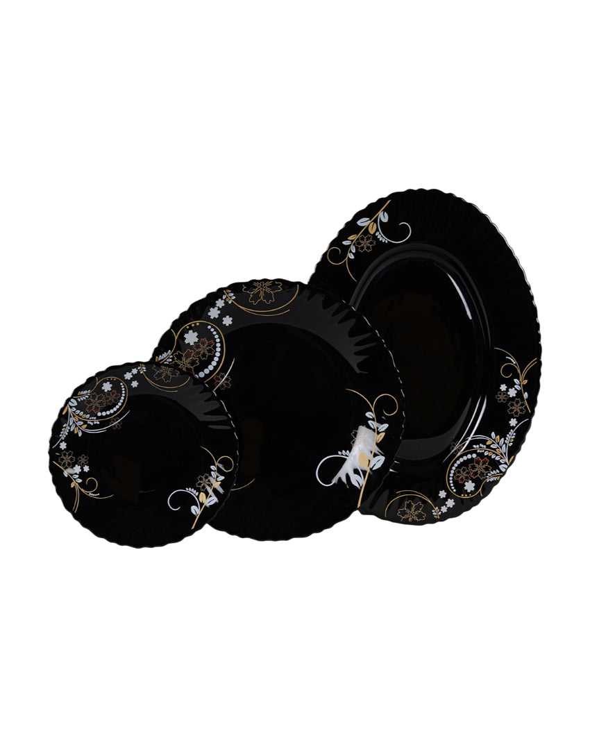 Classic Opalware Black Glossy Dinner Set | Pack of 33