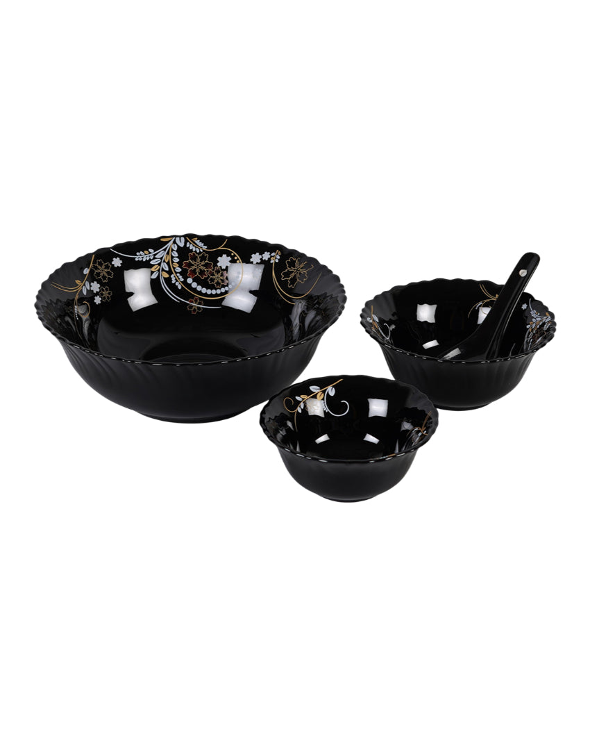 Classic Opalware Black Glossy Dinner Set | Pack of 33