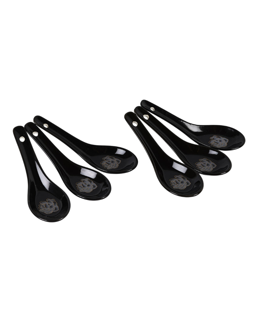 Complete Opalware Black Glossy Printed Dinner Set | Pack of 33