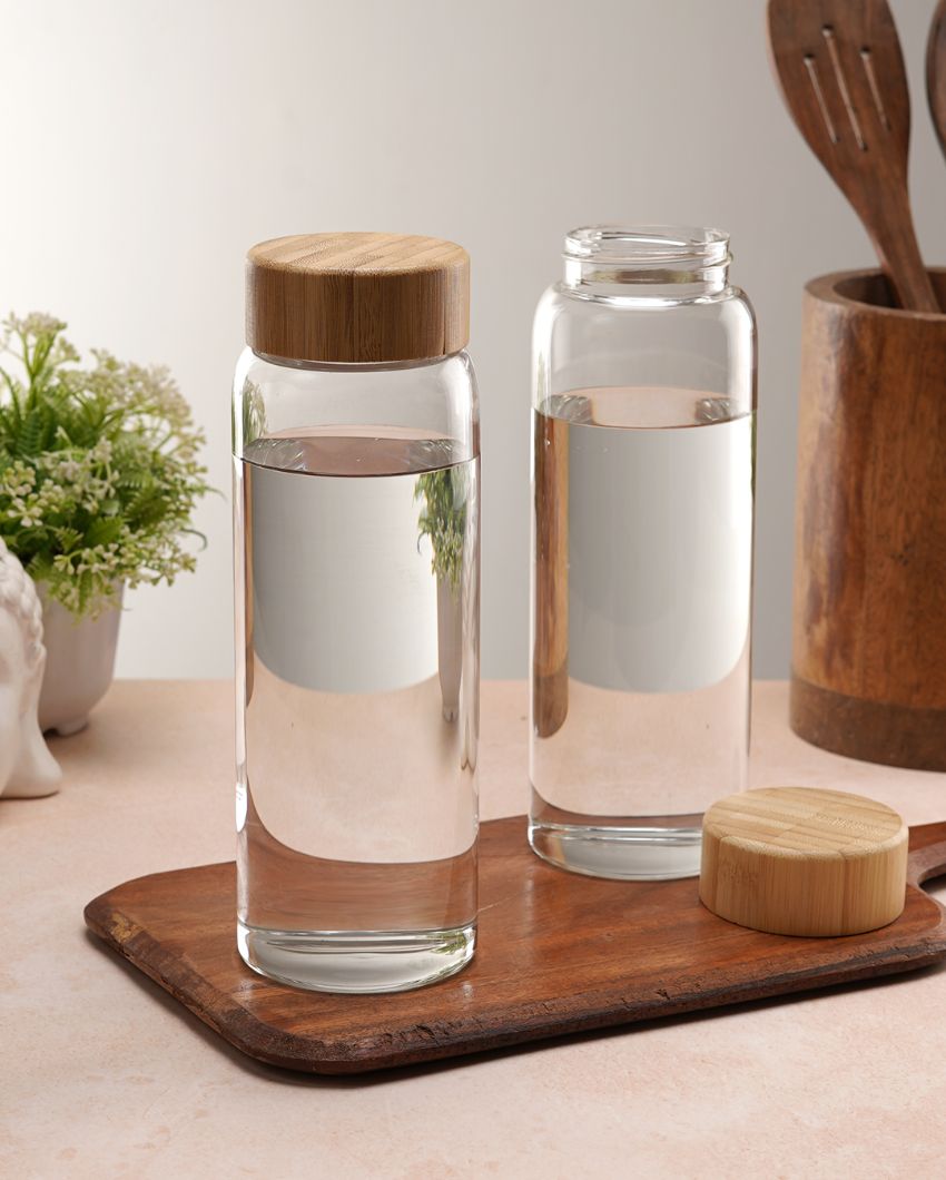 Modern Tall Smooth Glass Bottle | Set of 2 | 700ml