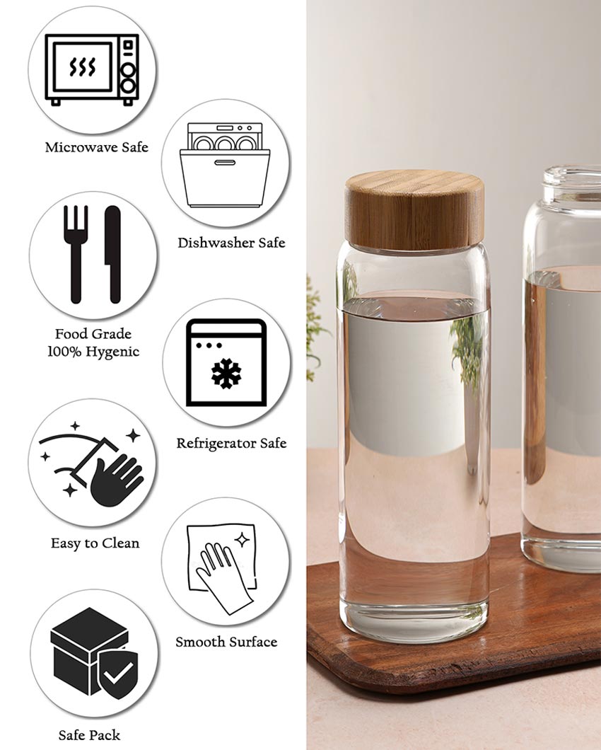 Modern Tall Smooth Glass Bottle | Set of 2 | 700ml