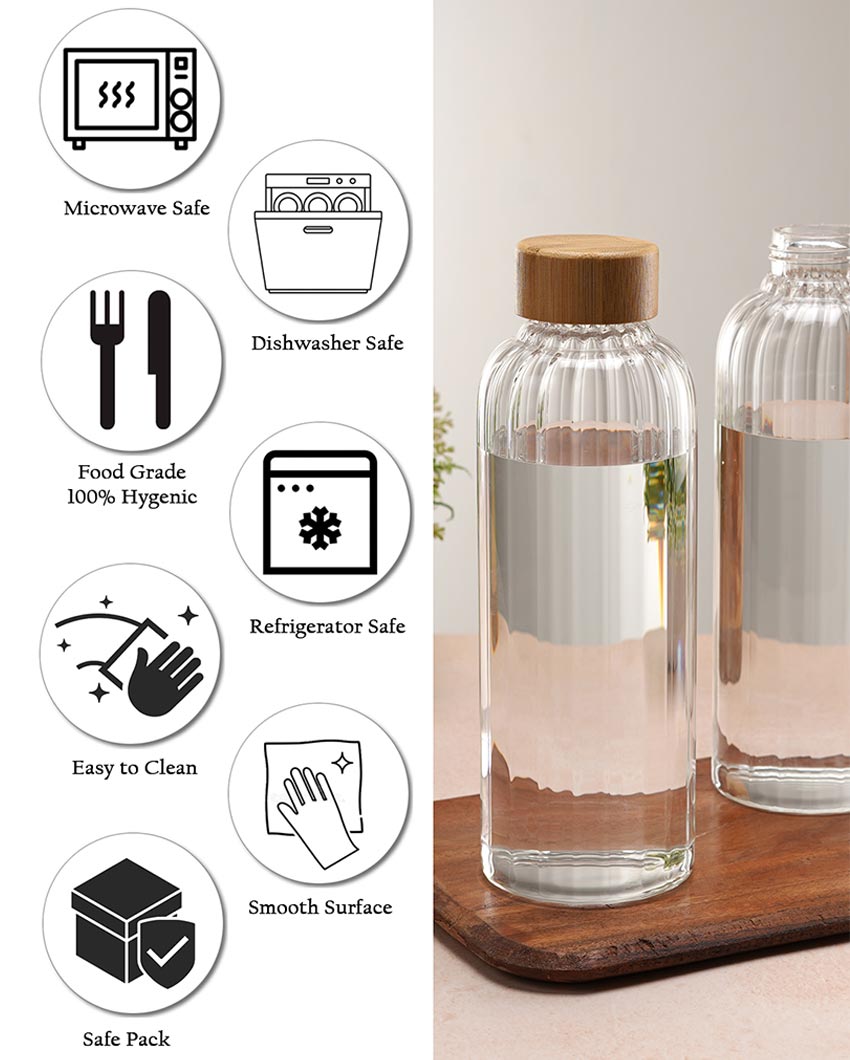 Clear Thin Stripe Glass Bottle | Set of 2 | 700ml