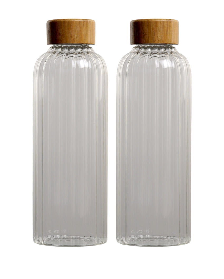 Clear Thin Stripe Glass Bottle | Set of 2 | 700ml
